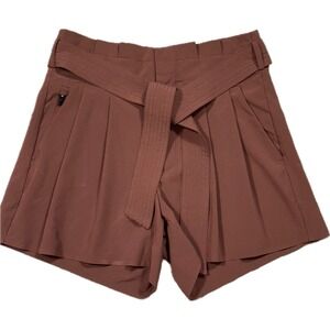 Athleta Skyline Short II Paperbag Tie Waist 2 Burgundy Brown Athleisure Travel